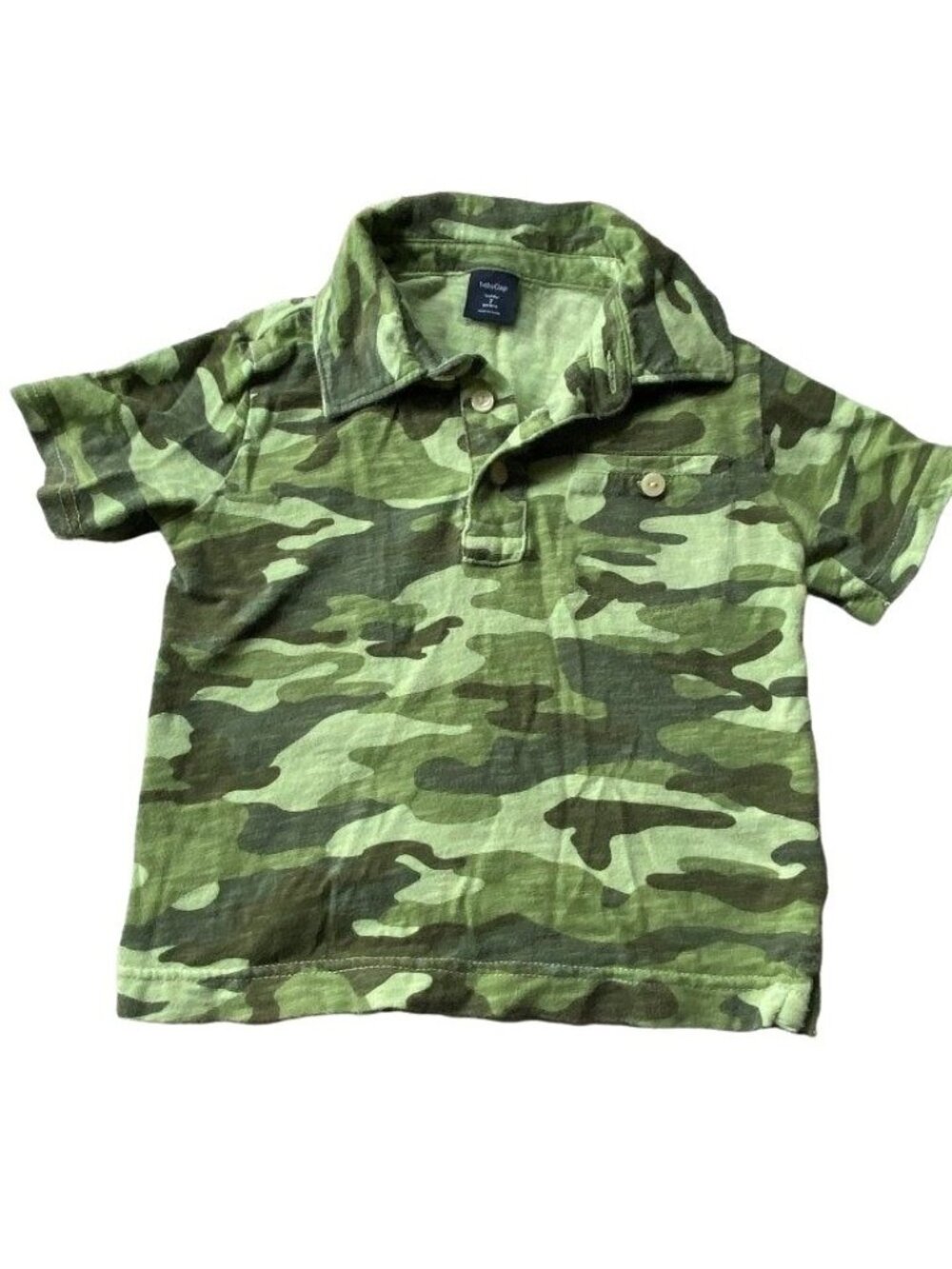 Baby Gap Camouflage Short Sleeve Collared Shirt-Green-Size 2-GUC